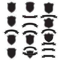 Vintage shield and ribbons banner adjust set bundle silhouette variation design with curved shapes and borders vector