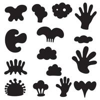 Groovy funky element tree, animal cartoon, flower and other element silhouette bundle with flat cartoon icons vector