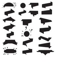 Scroll design start ribbons banner element set silhouette for ornate emblem, branding, and poster projects vector