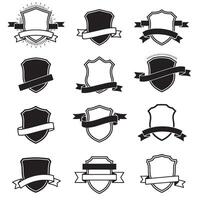 Vintage shield and ribbons banner adjust set bundle silhouette variation design with outline scroll variations vector