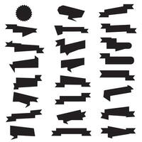Flat and folded start ribbons banner element set silhouette variation for emblem, icon, and sign projects vector