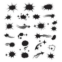 Doodle sparkle icon set with line and silhouette bursts perfect for art composition and graphic design vector