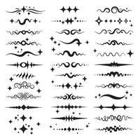 Sparkle comic line design bundle with silhouette strokes and decorative accents for pop art and layout use vector