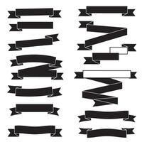 Classic vintage outline art ribbon banner set bundle silhouette variation design for branding and decor use vector