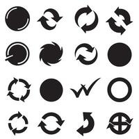 Circle, arrow, check marks, and line and other element silhouette bundle including modern UI elements and icons vector