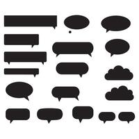 Dialogue box element silhouette bundle with cartoon speech balloon set vector
