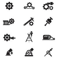 Mechanical parts and engineering symbols icon silhouette bundle for layout vector