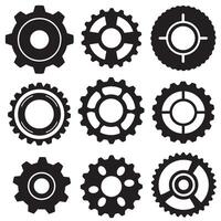 Gear shapes icon silhouette collection bundle for mechanic and machine themes vector