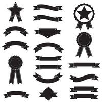 Retro style star ribbons banner element set silhouette for branding templates, signs, and poster elements vector