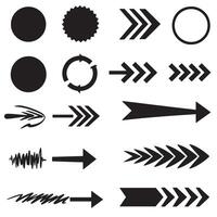 Circle, arrow, check marks, and line and other element silhouette bundle with minimal design icons and outline graphics vector