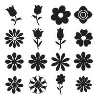 Abstract flower icon silhouette set with groovy wavy design elements for stylish branding and layouts vector