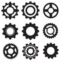 Mechanical wheel and gear shapes icon silhouette bundle for tech design use vector