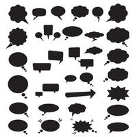 Comic-style dialogue box element silhouette bundle for pop art design and UI vector