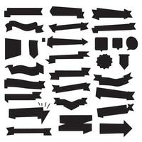 Start ribbons banner element set silhouette design perfect for label templates, icons, and decorative tags vector
