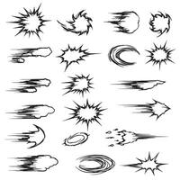 High speed anime line set with dynamic motion elements burst swirl and expressive sketch visuals vector