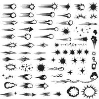 Sparkle doodle line burst elements with silhouette star icons for festive decoration and creative projects vector