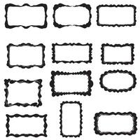 Abstract geometric shapes Vintage Groovy Photo Frame Design Silhouette bundle with fun swirl corner and doodle icons vector