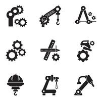 Engineering schematic symbols silhouette bundle for machine and tool use vector