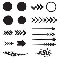 Circle, arrow, check marks, and line and other element silhouette bundle including bold design symbols vector