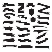 Classic start ribbons banner element set silhouette bundle for scroll banner, signage, and branding projects vector