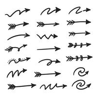 Swirled and straight arrow design set with hand drawn silhouette styles perfect for infographics and layout decoration vector