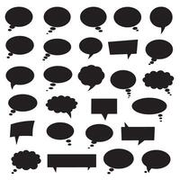 Hand-sketched speech bubble graphics silhouette bundle with comic shapes and bold text box outlines vector