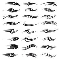 Energy motion graphics with dynamic abstract line elements in silhouette bundle for visual design layouts vector