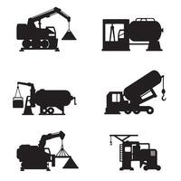 Machine tool and industrial icon silhouette bundle featuring gears, engines, and workshop parts vector