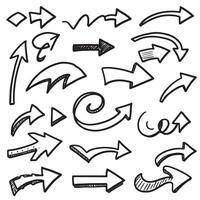 Presentation ready hand drawn arrow collection with dotted curved and straight silhouettes for decorative layouts vector