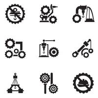Flat icon bundle of engineering symbols silhouette for graphic projects vector