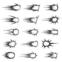 Manga comic speed line and burst stroke set with expressive movement effects for animation or design use vector