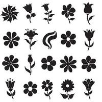 Groovy floral icon bundle with wavy silhouette elements ideal for decoration and layout concepts vector