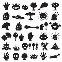 Groovy funky element tree, animal cartoon, flower and other element silhouette bundle featuring cute icons and patterns vector