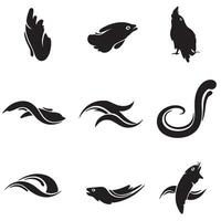 Featuring curved Business Logo Symbol icon silhouette bundle with unique shape set vector