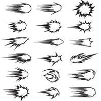 Line movement element set with speed lines motion streaks and manga style dynamic effect for action scenes vector