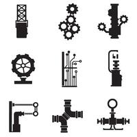 Mechanical and engineering symbols icon silhouette bundle for schematic design vector