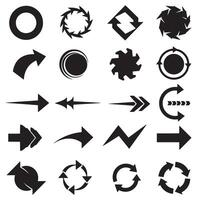 Circle, arrow, check marks, and line and other element silhouette bundle with stylish monochrome design icons vector