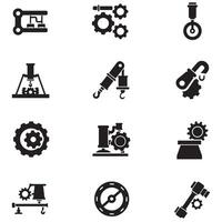 Factory and workshop engineering symbols icon silhouette bundle for art vector