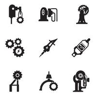 Engineering icons and symbols silhouette bundle for construction and factory use vector