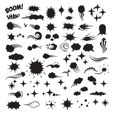 Doodle line sparkle and starburst silhouette design collection for art posters backgrounds and branding