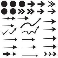 Circle, arrow, check marks, and line and other element silhouette bundle for interface symbols and icon graphic set vector