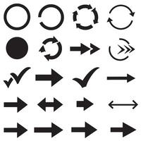 Circle, arrow, check marks, and line and other element silhouette bundle for mobile app, UI, and digital use vector