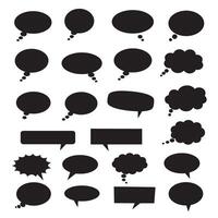 Retro comic speech bubble graphics silhouette bundle with pop art outlines and cartoon design elements vector