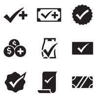 Simple Bold Checkmark Icon Symbol and Other Icon Silhouette Bundle for Web and App UI Design vector