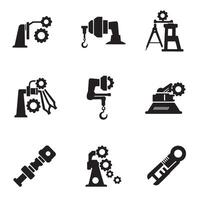 Precision engineering icon symbol silhouette bundle for blueprint templates vector