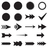 Circle, arrow, check marks, and line and other element silhouette bundle with clean interface symbol pack vector