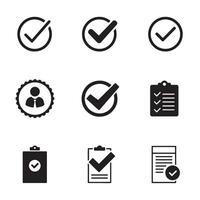 Downloadable Simple Bold Checkmark Icon Symbol and Clean Silhouette Icon Set for UI UX Designers vector
