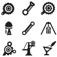 Silhouette bundle of engineering symbols icon for CAD and factory design vector