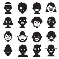 Abstract cartoon man face silhouettes with mascot logo design bundle perfect for graphic projects vector