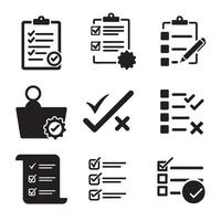 Forms checklist and productivity icons with cross symbol elements clean and bold silhouette pack vector